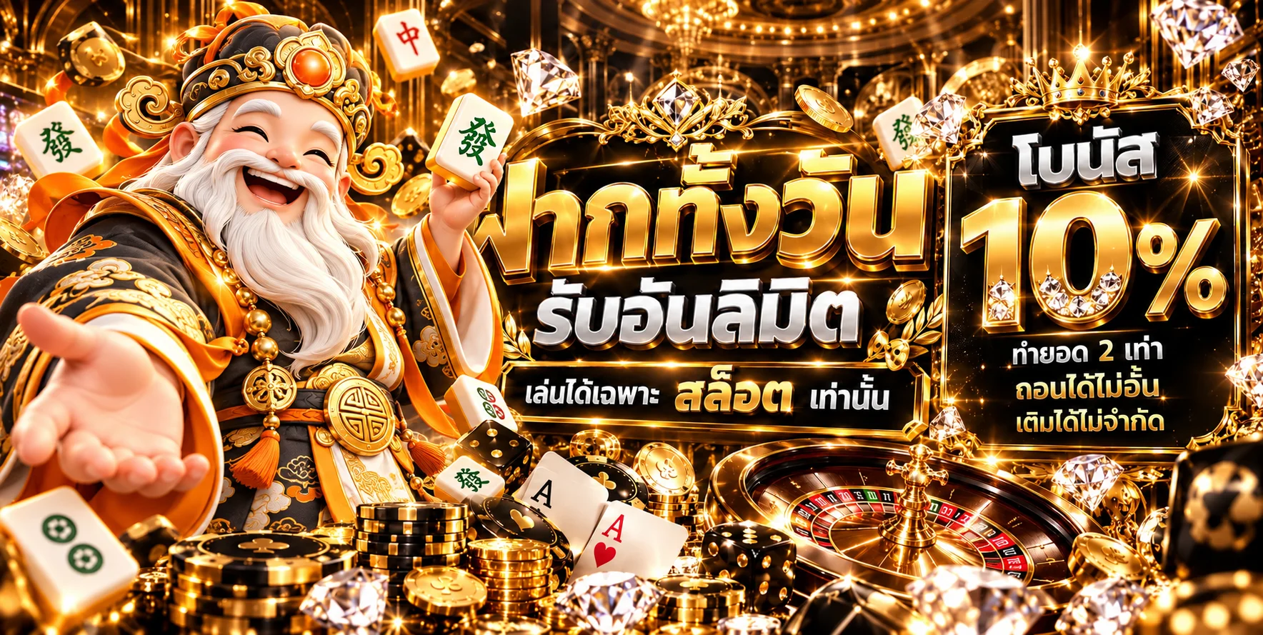 แบนเนอร์สล็อตออนไลน์ FIRSTWINZ168 พร้อมตัวละคร Mahjong Ways